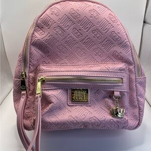 Juicy Couture Embossed Pink Backpack with Crown Charm